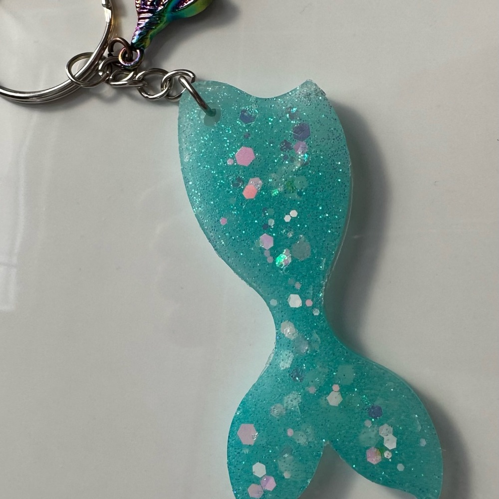 Mermaid keychain blue glitter
